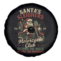 Funny Christmas Motorcycle Biker Spare Tire Cover Santas Sleighers Motorcycle Club Decking The Halls - Wonder Print Shop