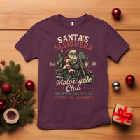 Funny Christmas Motorcycle Biker T Shirt Santas Sleighers Motorcycle Club Decking The Halls - Wonder Print Shop