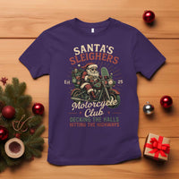 Funny Christmas Motorcycle Biker T Shirt Santas Sleighers Motorcycle Club Decking The Halls - Wonder Print Shop