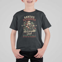 Funny Christmas Motorcycle Biker T Shirt For Kid Santas Sleighers Motorcycle Club Decking The Halls - Wonder Print Shop