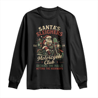 Funny Christmas Motorcycle Biker Long Sleeve Shirt Santas Sleighers Motorcycle Club Decking The Halls - Wonder Print Shop