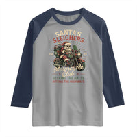 Funny Christmas Motorcycle Biker Raglan Shirt Santas Sleighers Motorcycle Club Decking The Halls - Wonder Print Shop