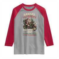 Funny Christmas Motorcycle Biker Raglan Shirt Santas Sleighers Motorcycle Club Decking The Halls - Wonder Print Shop