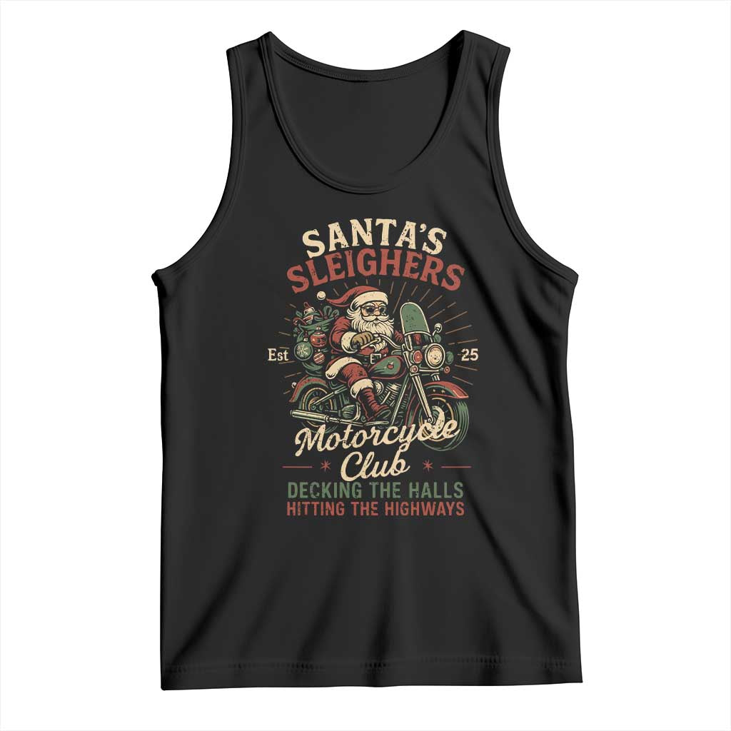Funny Christmas Motorcycle Biker Tank Top Santas Sleighers Motorcycle Club Decking The Halls - Wonder Print Shop
