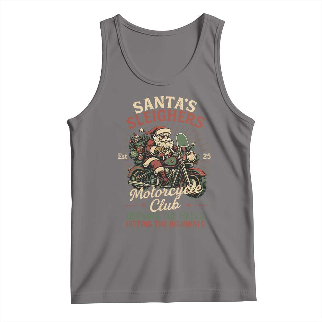 Funny Christmas Motorcycle Biker Tank Top Santas Sleighers Motorcycle Club Decking The Halls - Wonder Print Shop