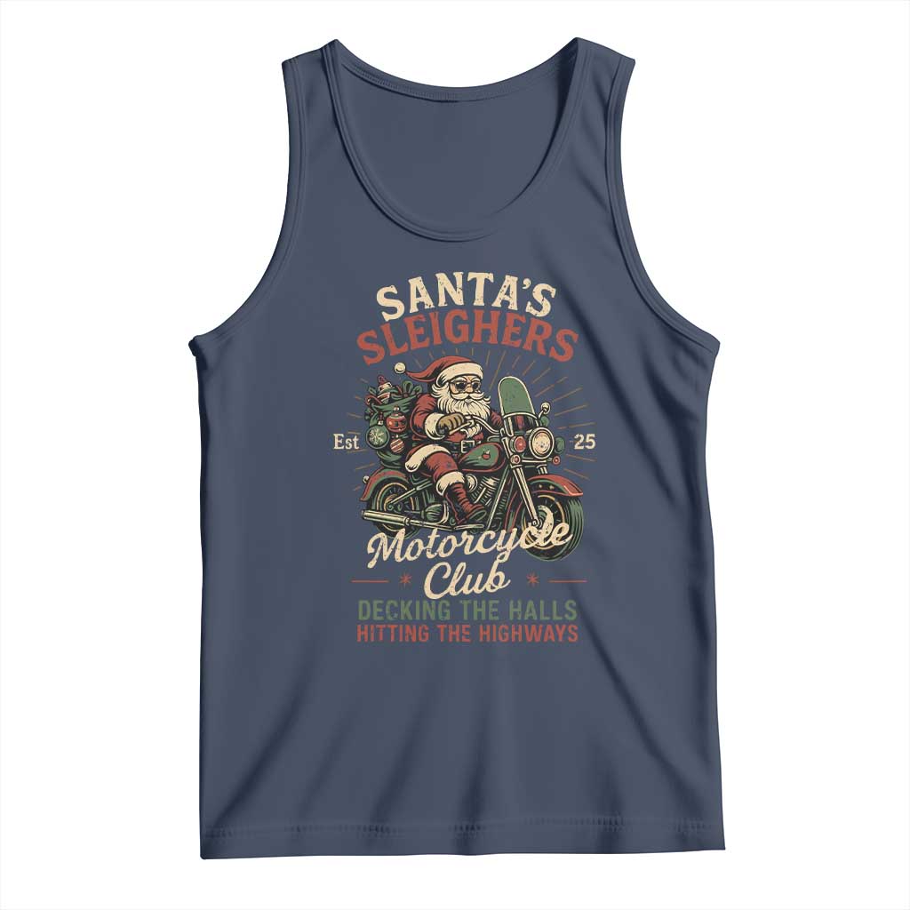 Funny Christmas Motorcycle Biker Tank Top Santas Sleighers Motorcycle Club Decking The Halls - Wonder Print Shop