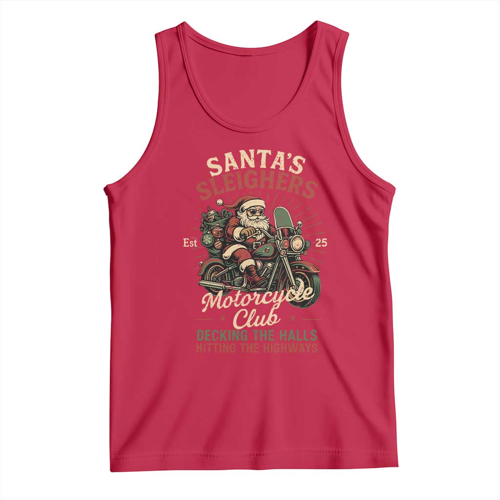 Funny Christmas Motorcycle Biker Tank Top Santas Sleighers Motorcycle Club Decking The Halls - Wonder Print Shop