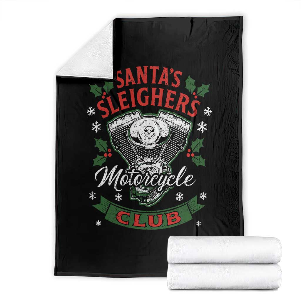 Christmas Motorcycle Biker Throw Blanket Santas Sleighers Motorcycle Club - Wonder Print Shop