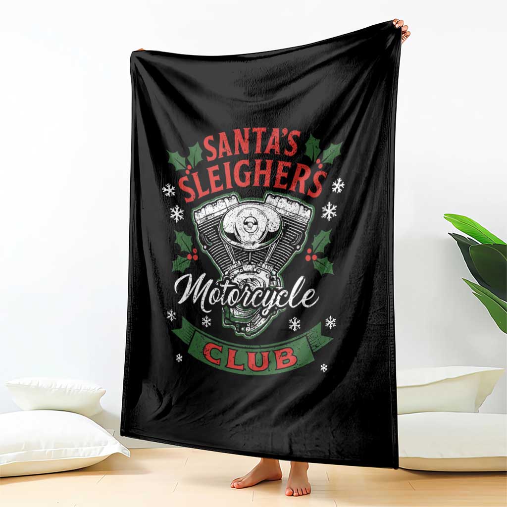 Christmas Motorcycle Biker Throw Blanket Santas Sleighers Motorcycle Club - Wonder Print Shop