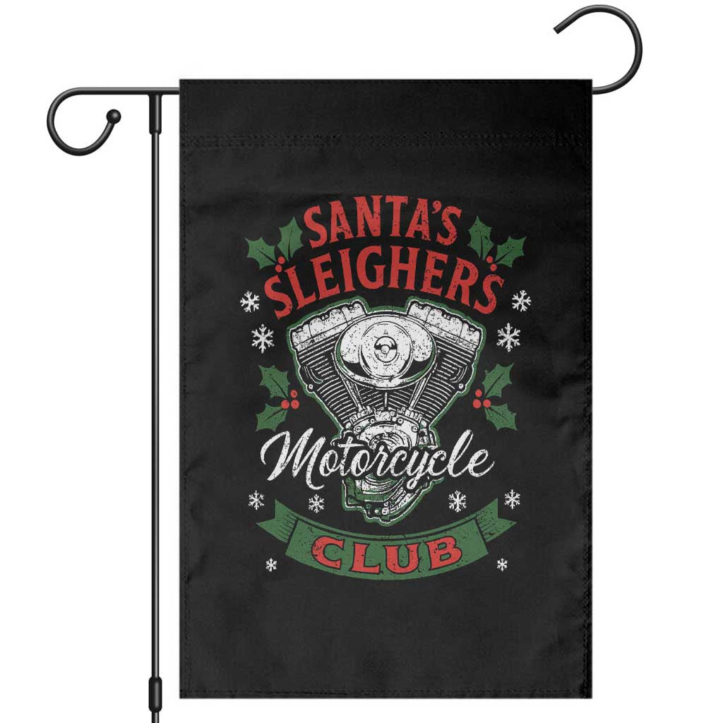 Christmas Motorcycle Biker Garden Flag Santas Sleighers Motorcycle Club - Wonder Print Shop