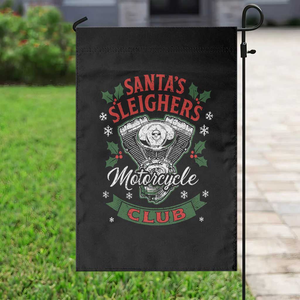 Christmas Motorcycle Biker Garden Flag Santas Sleighers Motorcycle Club - Wonder Print Shop