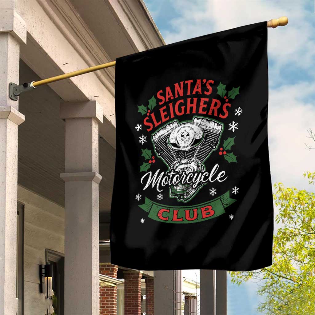 Christmas Motorcycle Biker Garden Flag Santas Sleighers Motorcycle Club - Wonder Print Shop