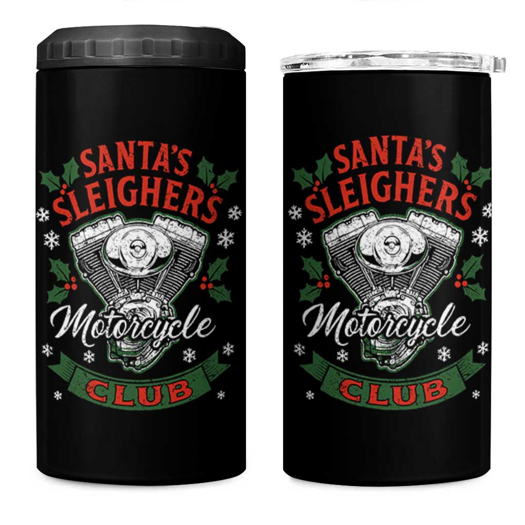 Christmas Motorcycle Biker 4 in 1 Can Cooler Tumbler Santas Sleighers Motorcycle Club - Wonder Print Shop