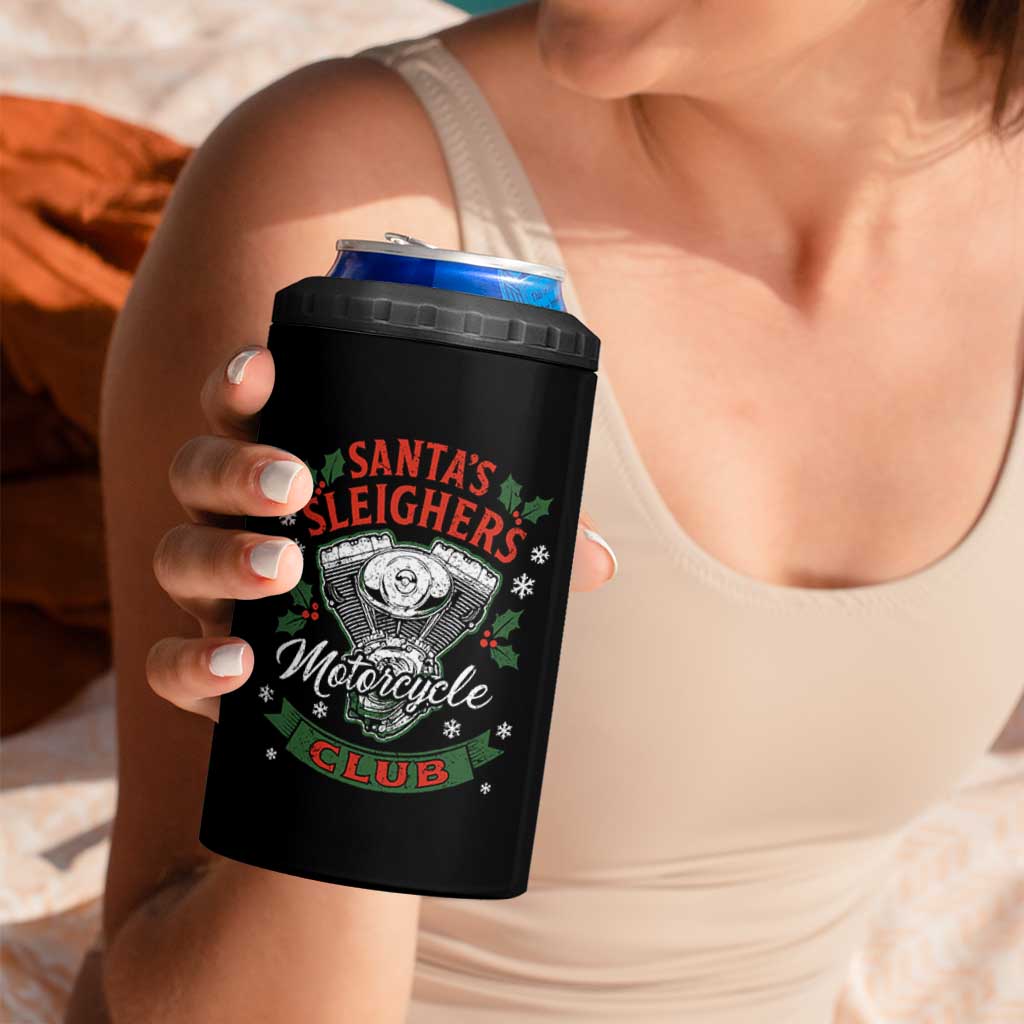 Christmas Motorcycle Biker 4 in 1 Can Cooler Tumbler Santas Sleighers Motorcycle Club - Wonder Print Shop