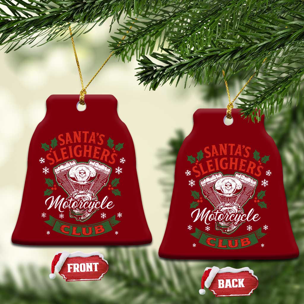 Christmas Motorcycle Biker Ceramic Ornament Santas Sleighers Motorcycle Club - Wonder Print Shop