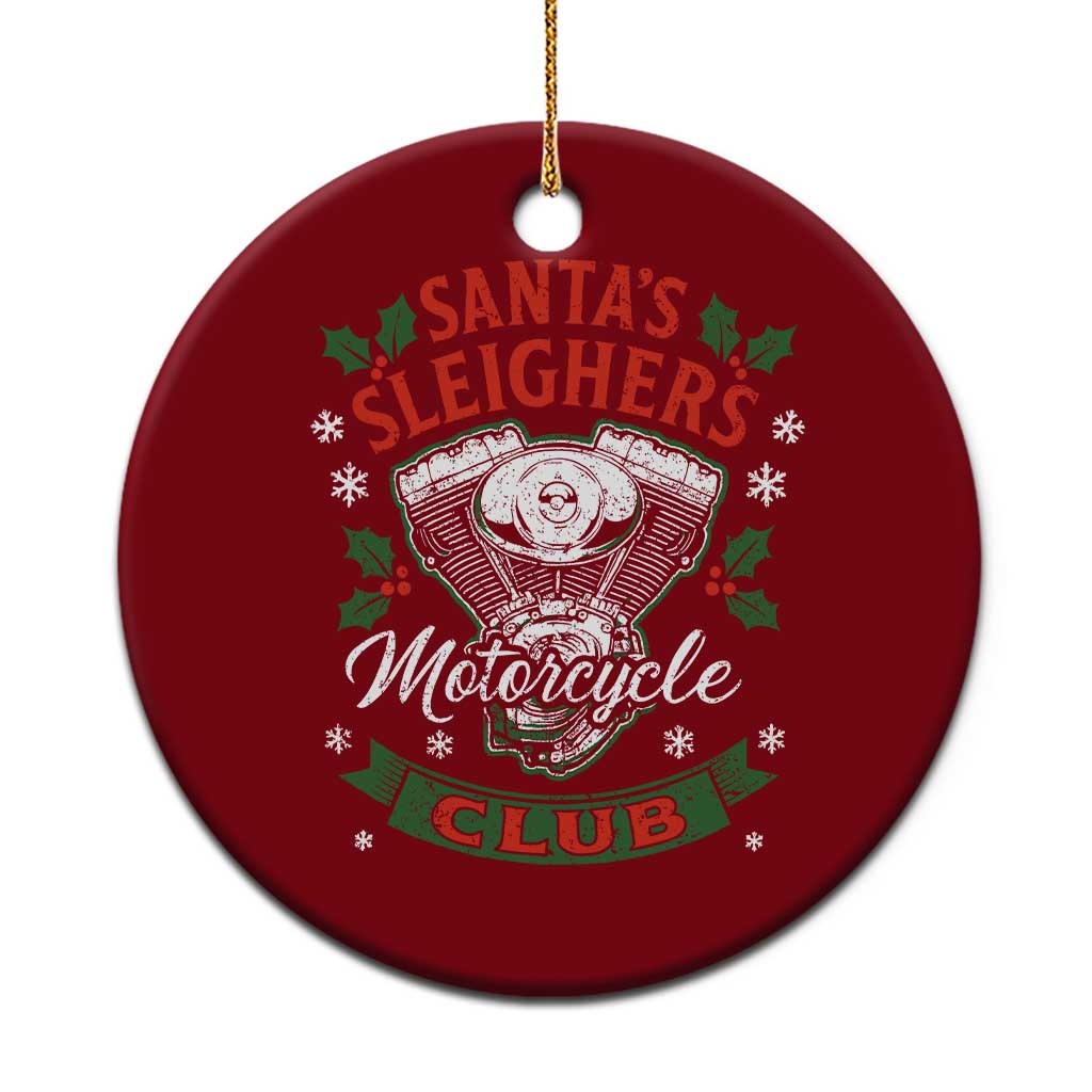 Christmas Motorcycle Biker Ceramic Ornament Santas Sleighers Motorcycle Club - Wonder Print Shop