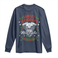 Christmas Motorcycle Biker Long Sleeve Shirt Santas Sleighers Motorcycle Club - Wonder Print Shop