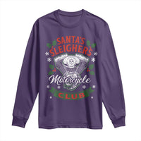 Christmas Motorcycle Biker Long Sleeve Shirt Santas Sleighers Motorcycle Club - Wonder Print Shop