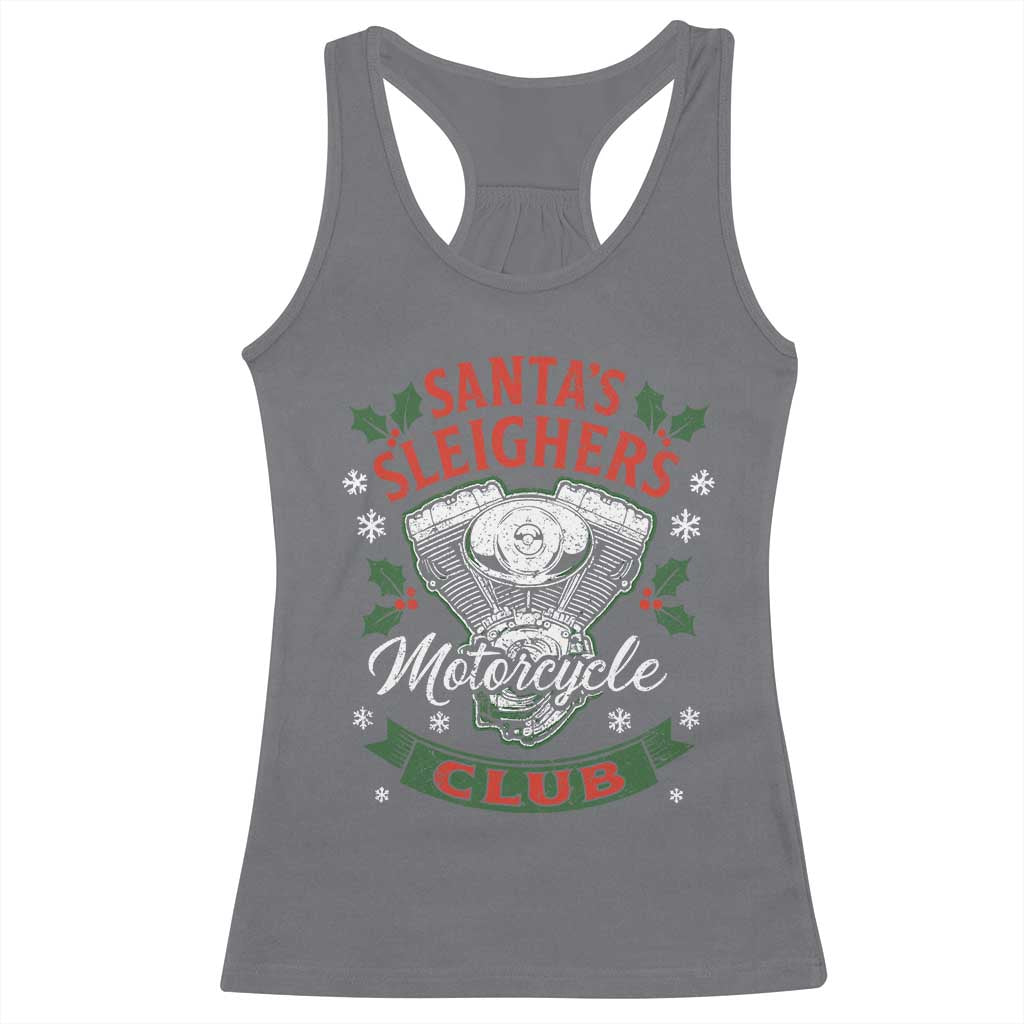 Christmas Motorcycle Biker Racerback Tank Top Santas Sleighers Motorcycle Club - Wonder Print Shop
