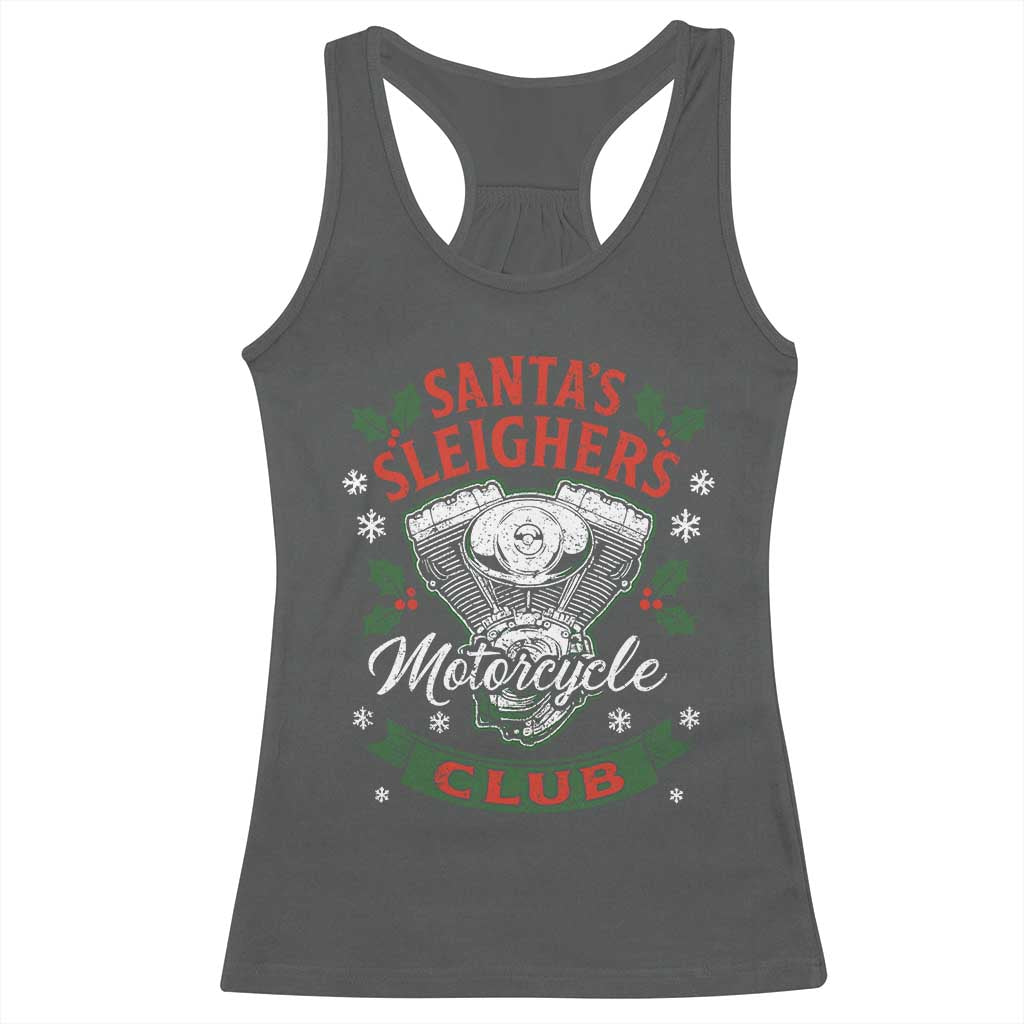 Christmas Motorcycle Biker Racerback Tank Top Santas Sleighers Motorcycle Club - Wonder Print Shop