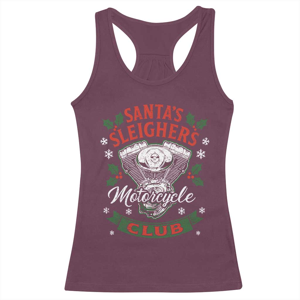 Christmas Motorcycle Biker Racerback Tank Top Santas Sleighers Motorcycle Club - Wonder Print Shop