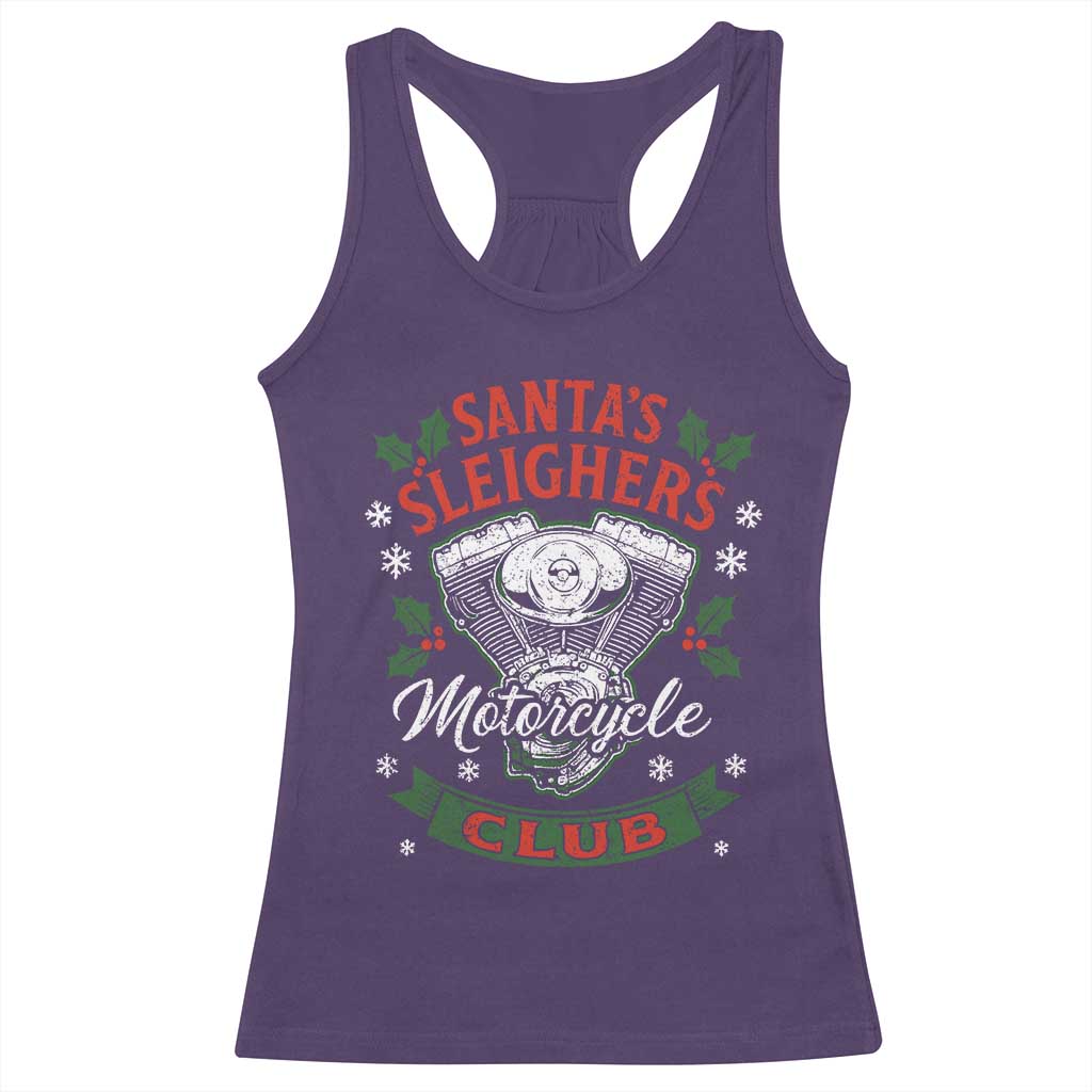 Christmas Motorcycle Biker Racerback Tank Top Santas Sleighers Motorcycle Club - Wonder Print Shop