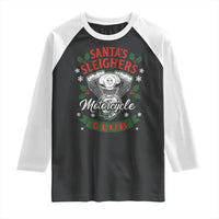 Christmas Motorcycle Biker Raglan Shirt Santas Sleighers Motorcycle Club - Wonder Print Shop