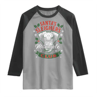 Christmas Motorcycle Biker Raglan Shirt Santas Sleighers Motorcycle Club - Wonder Print Shop