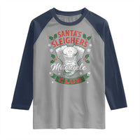Christmas Motorcycle Biker Raglan Shirt Santas Sleighers Motorcycle Club - Wonder Print Shop