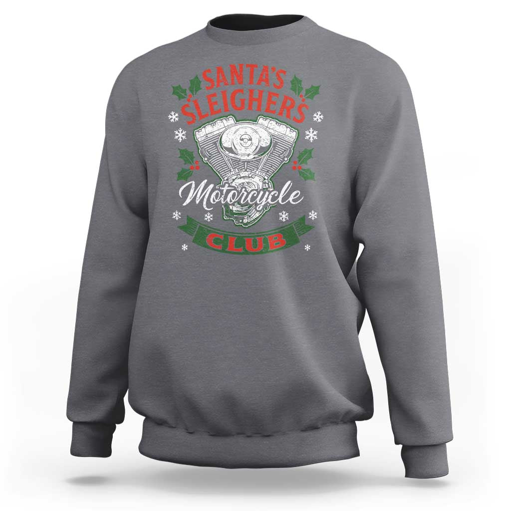 Christmas Motorcycle Biker Sweatshirt Santas Sleighers Motorcycle Club - Wonder Print Shop