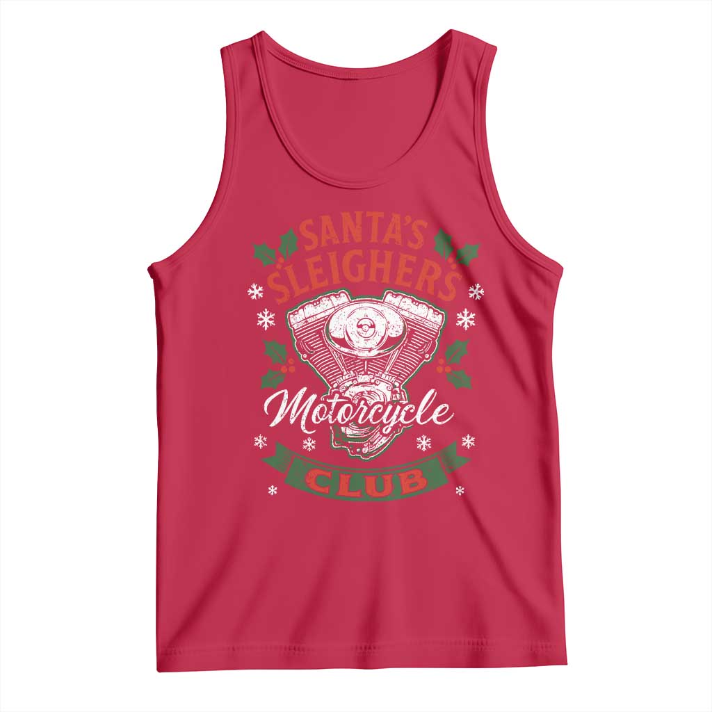 Christmas Motorcycle Biker Tank Top Santas Sleighers Motorcycle Club - Wonder Print Shop