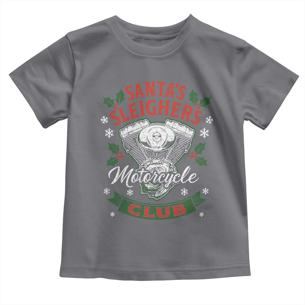 Christmas Motorcycle Biker Toddler T Shirt Santas Sleighers Motorcycle Club - Wonder Print Shop