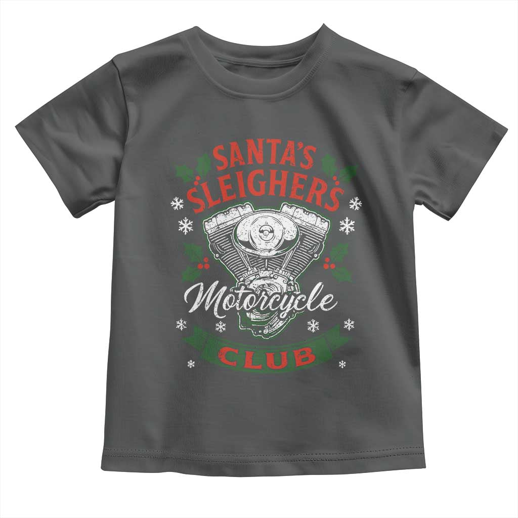Christmas Motorcycle Biker Toddler T Shirt Santas Sleighers Motorcycle Club - Wonder Print Shop