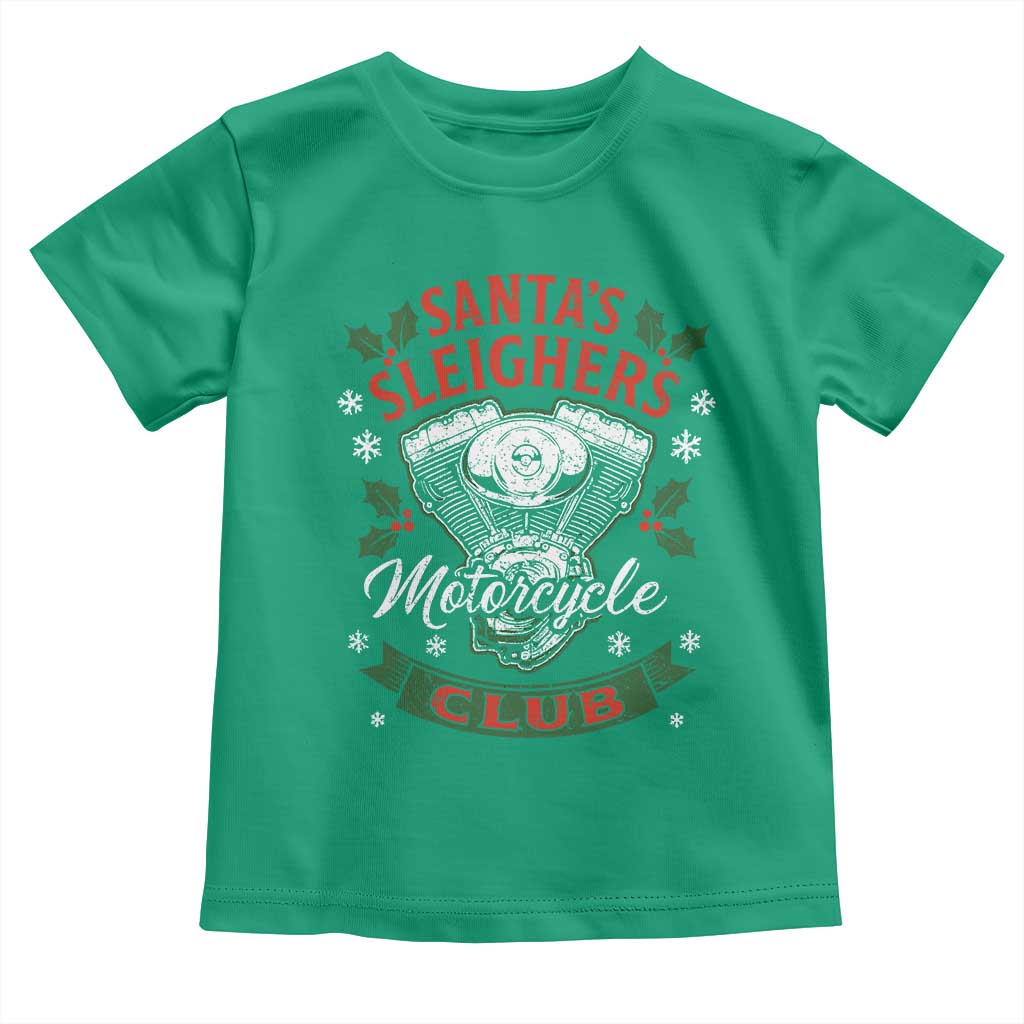 Christmas Motorcycle Biker Toddler T Shirt Santas Sleighers Motorcycle Club - Wonder Print Shop