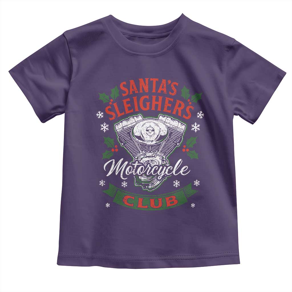 Christmas Motorcycle Biker Toddler T Shirt Santas Sleighers Motorcycle Club - Wonder Print Shop