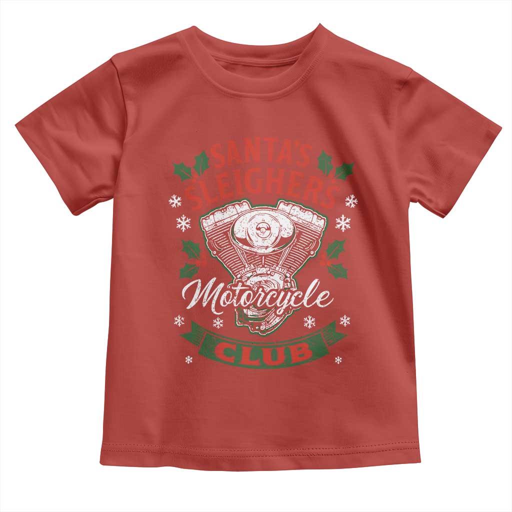 Christmas Motorcycle Biker Toddler T Shirt Santas Sleighers Motorcycle Club - Wonder Print Shop