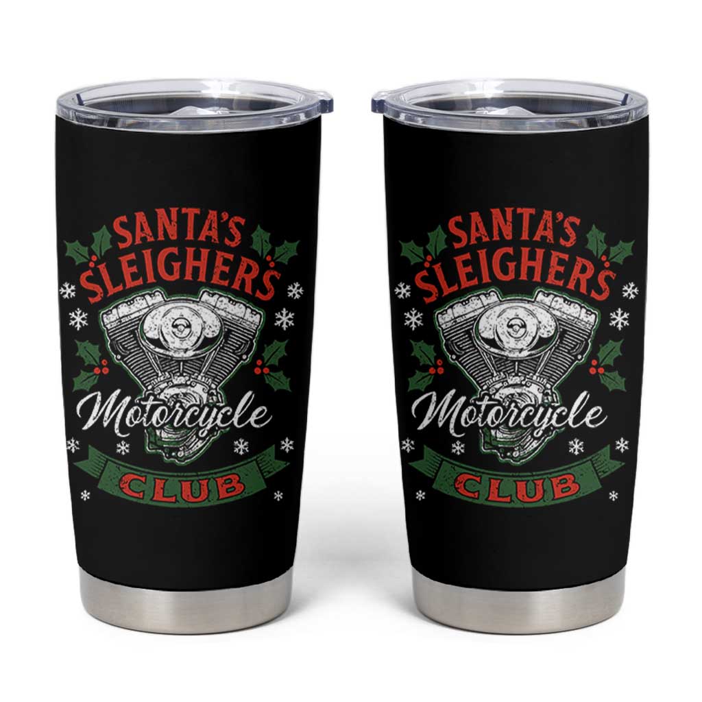 Christmas Motorcycle Biker Tumbler Cup Santas Sleighers Motorcycle Club - Wonder Print Shop