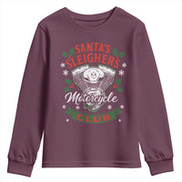 Christmas Motorcycle Biker Youth Sweatshirt Santas Sleighers Motorcycle Club - Wonder Print Shop