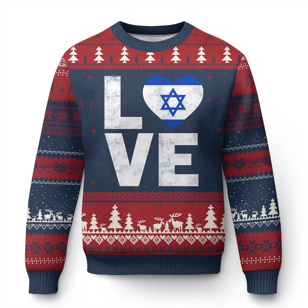 I Love Israel Jewish Gifts Star of David Israeli Ugly Christmas Sweater - Wonder Print Shop