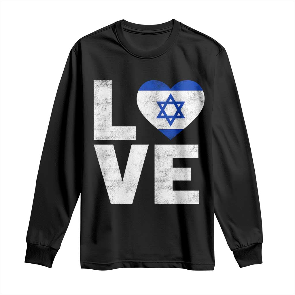 I Love Israel Jewish Gifts Star of David Israeli Long Sleeve Shirt - Wonder Print Shop