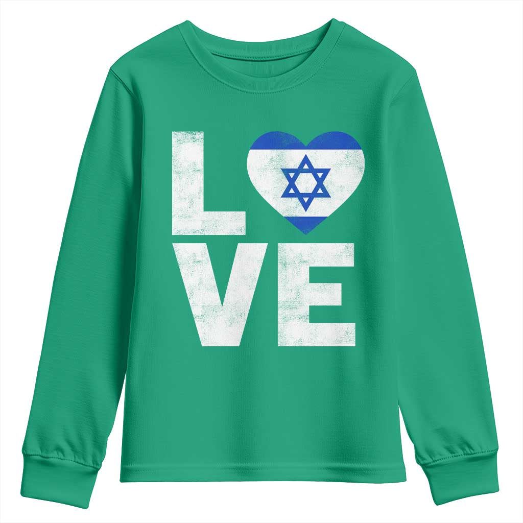 I Love Israel Jewish Gifts Star of David Israeli Youth Sweatshirt - Wonder Print Shop