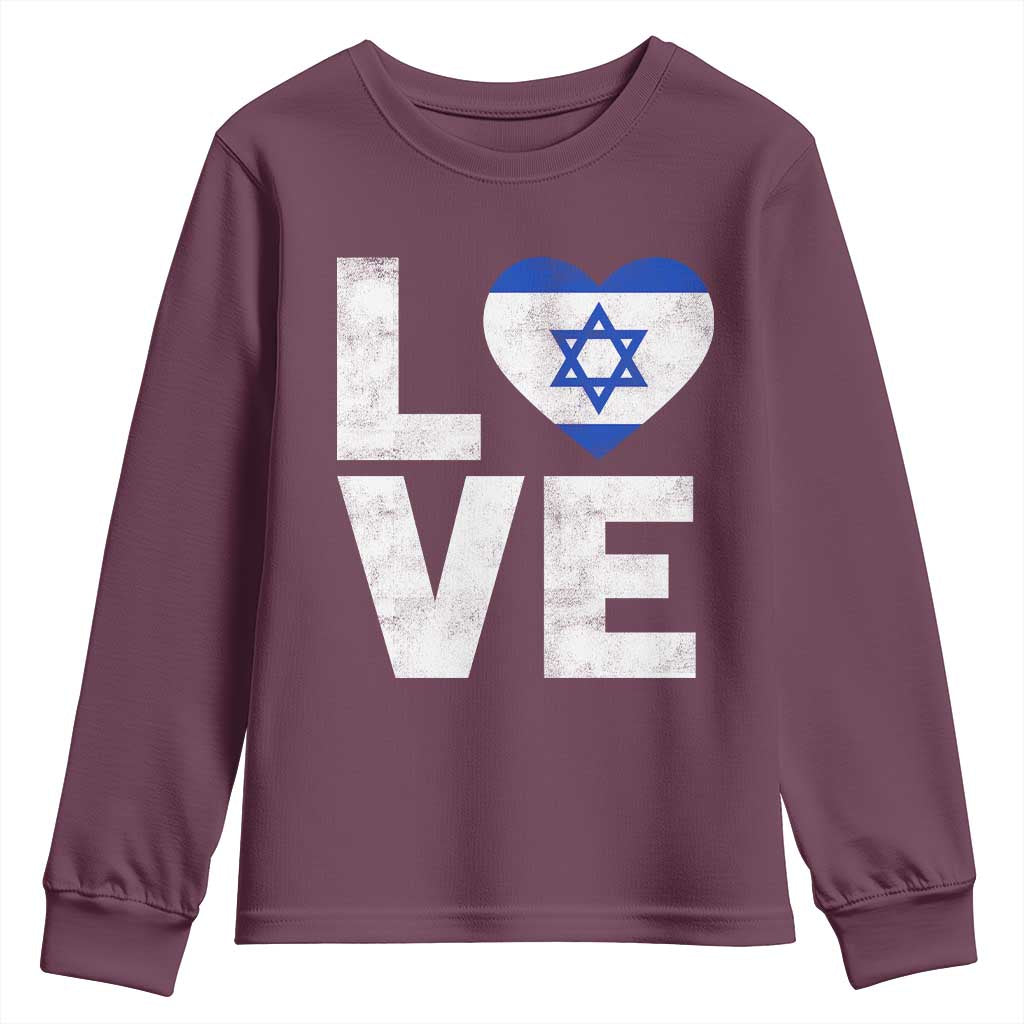 I Love Israel Jewish Gifts Star of David Israeli Youth Sweatshirt - Wonder Print Shop