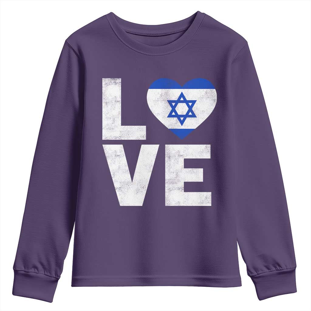 I Love Israel Jewish Gifts Star of David Israeli Youth Sweatshirt - Wonder Print Shop