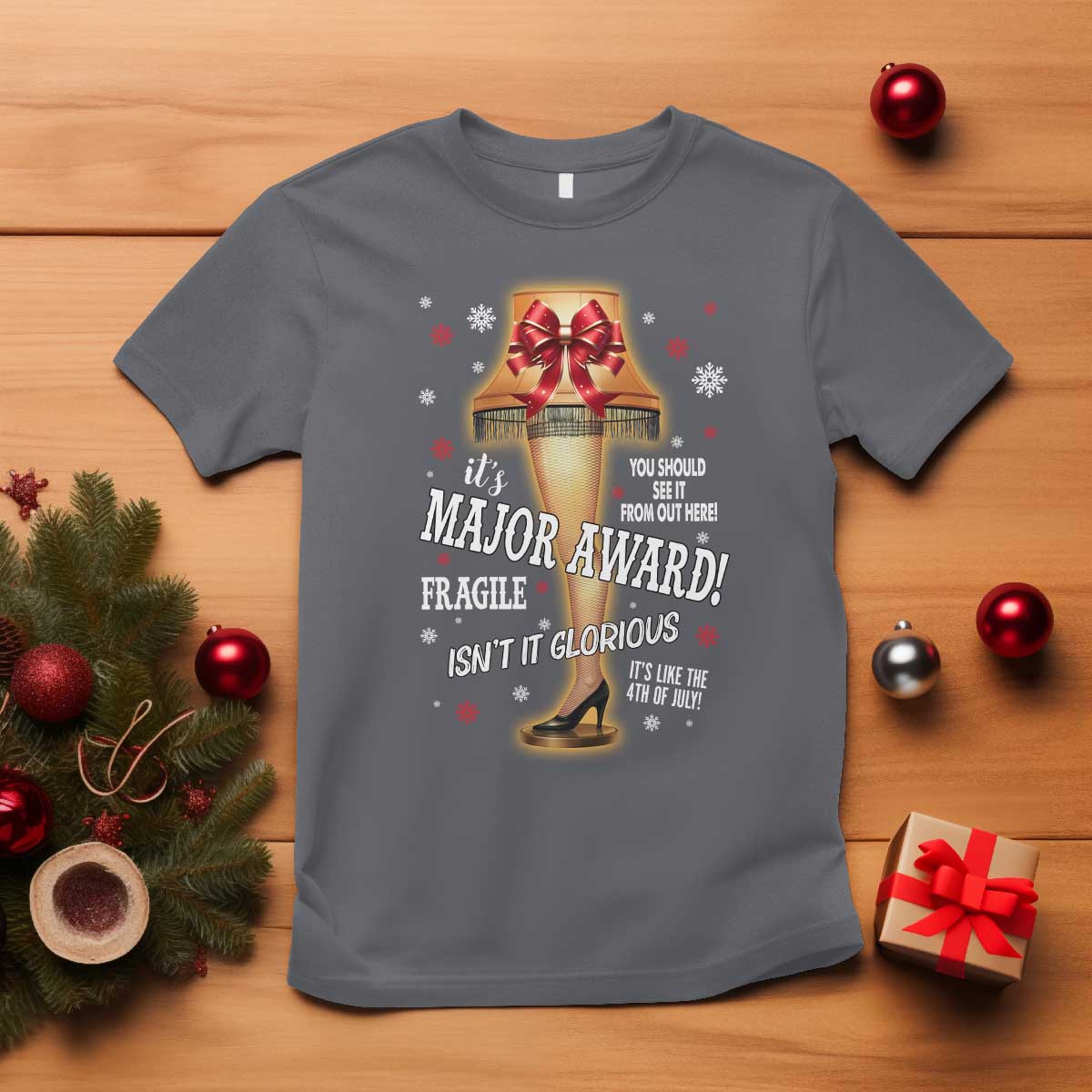 Funny Christmas Movie T Shirt It Is A Major Award Fragile Italian Leg Lamp - Wonder Print Shop