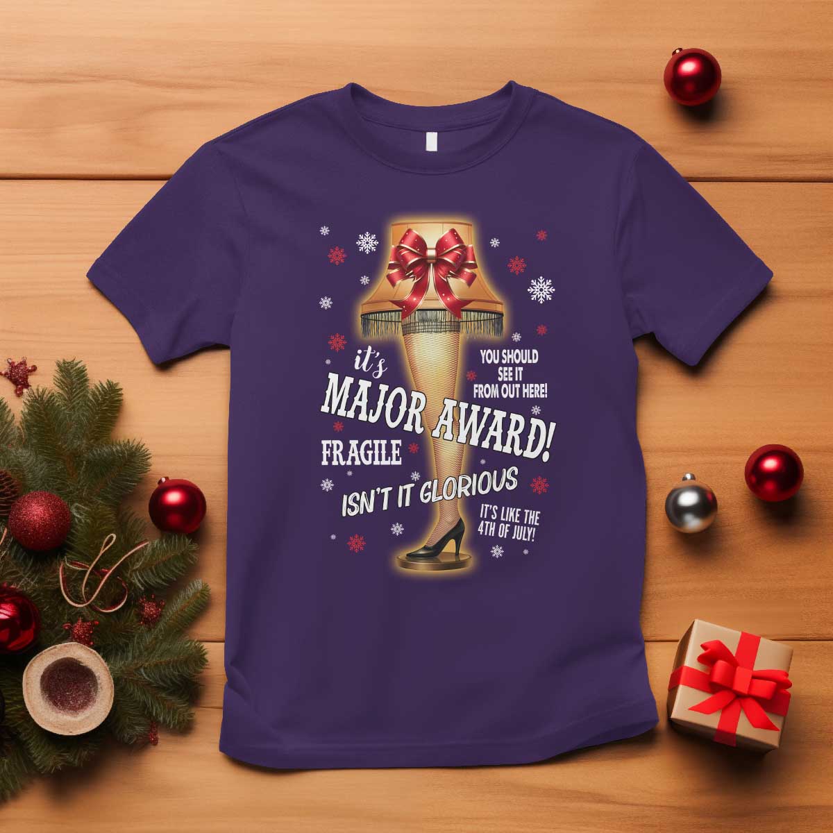 Funny Christmas Movie T Shirt It Is A Major Award Fragile Italian Leg Lamp - Wonder Print Shop