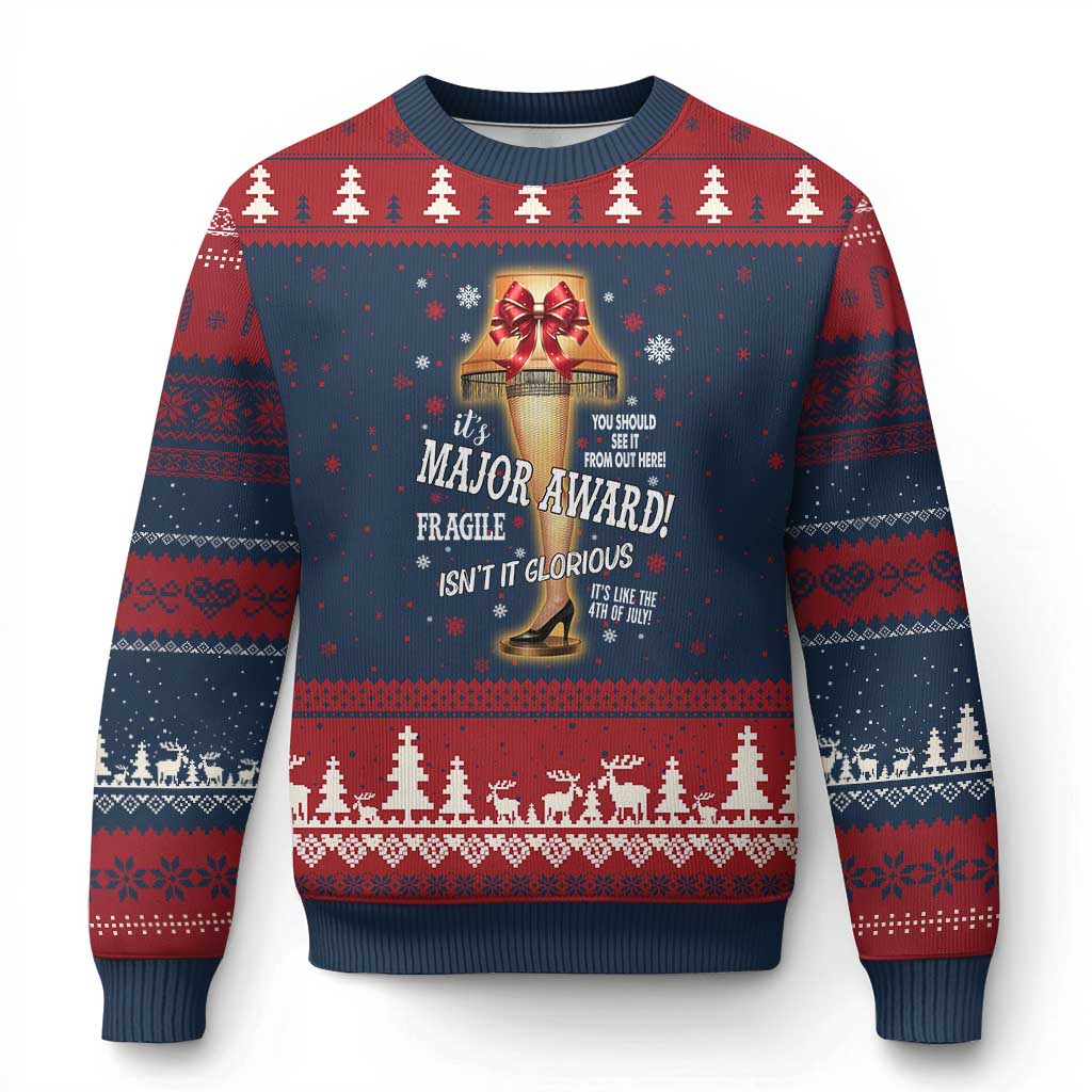 Funny Xmas Movie Ugly Christmas Sweater It Is A Major Award Fragile Italian Leg Lamp - Wonder Print Shop