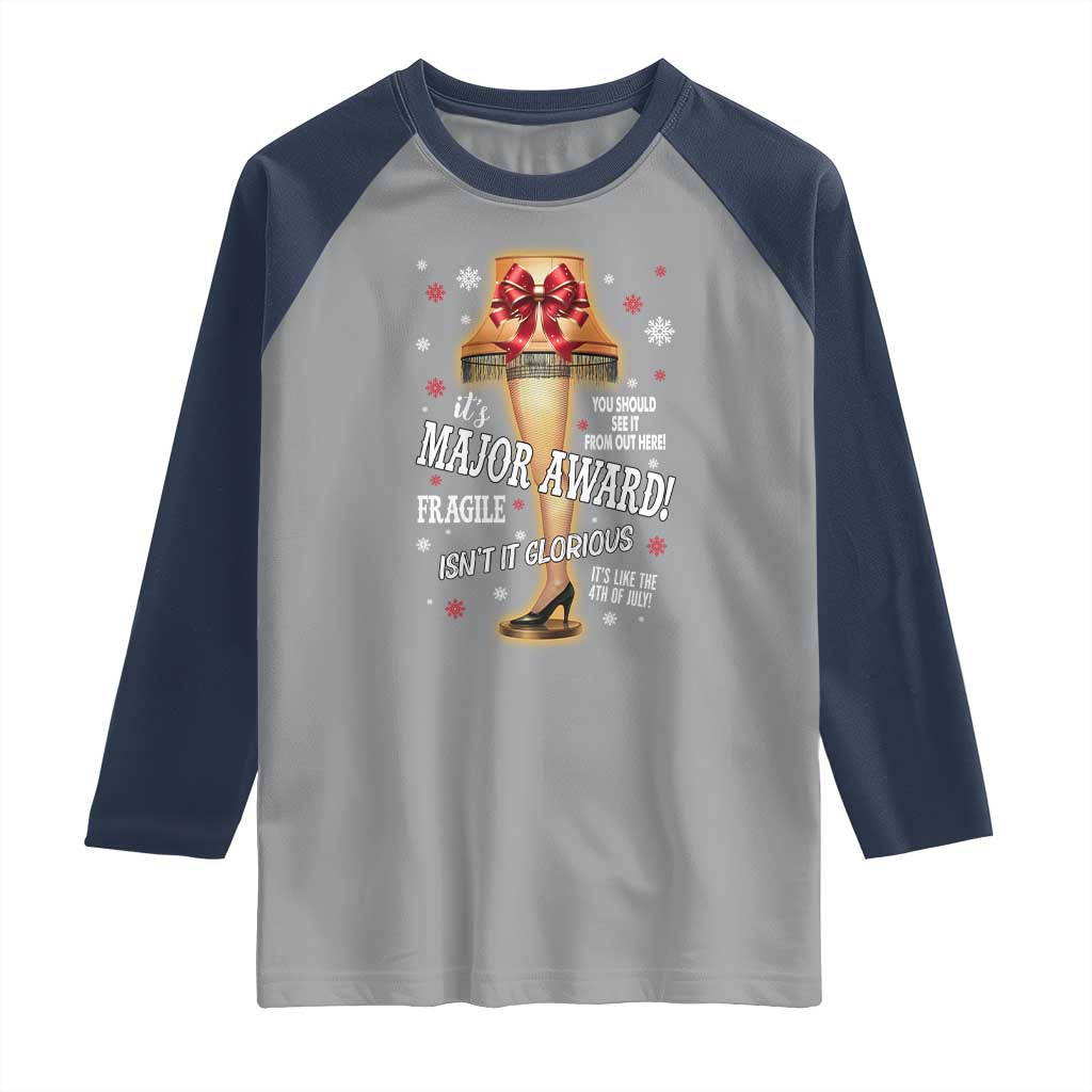 Funny Christmas Movie Raglan Shirt It Is A Major Award Fragile Italian Leg Lamp - Wonder Print Shop