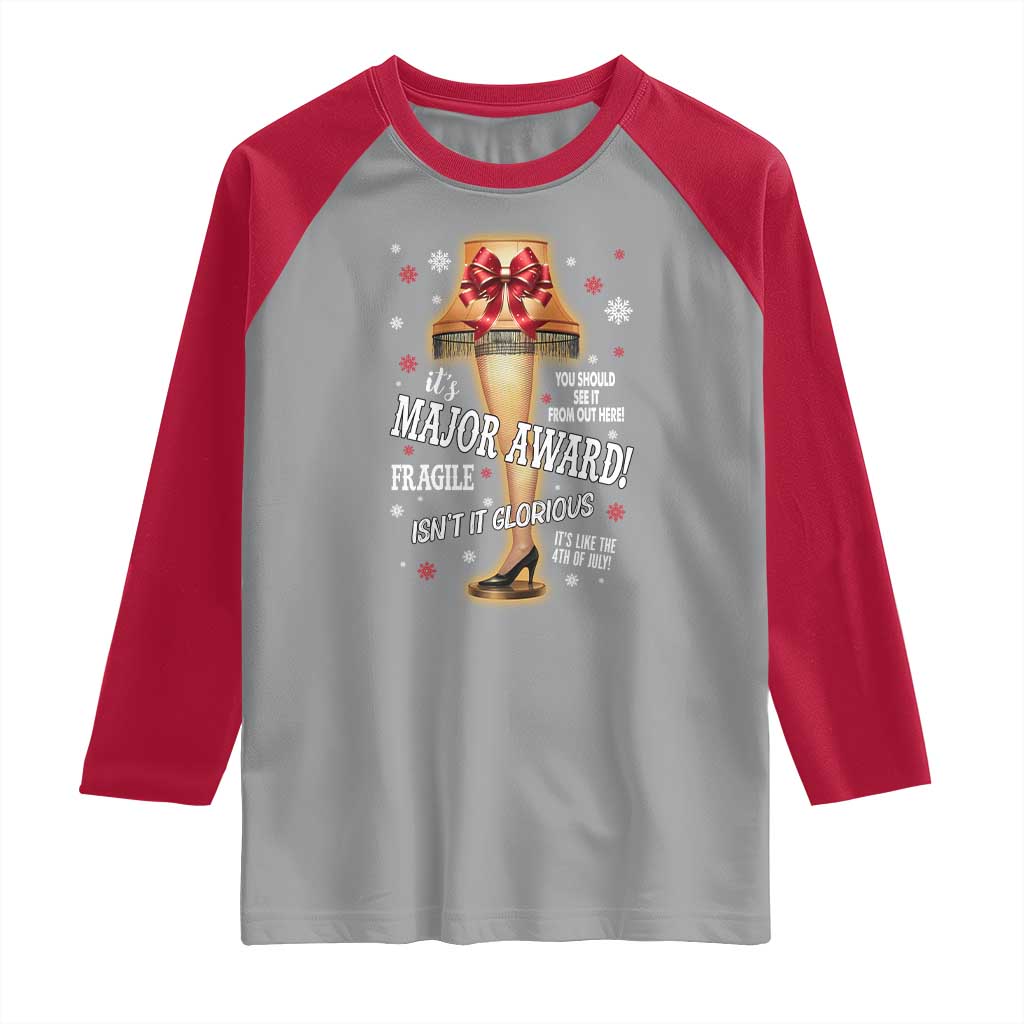Funny Christmas Movie Raglan Shirt It Is A Major Award Fragile Italian Leg Lamp - Wonder Print Shop