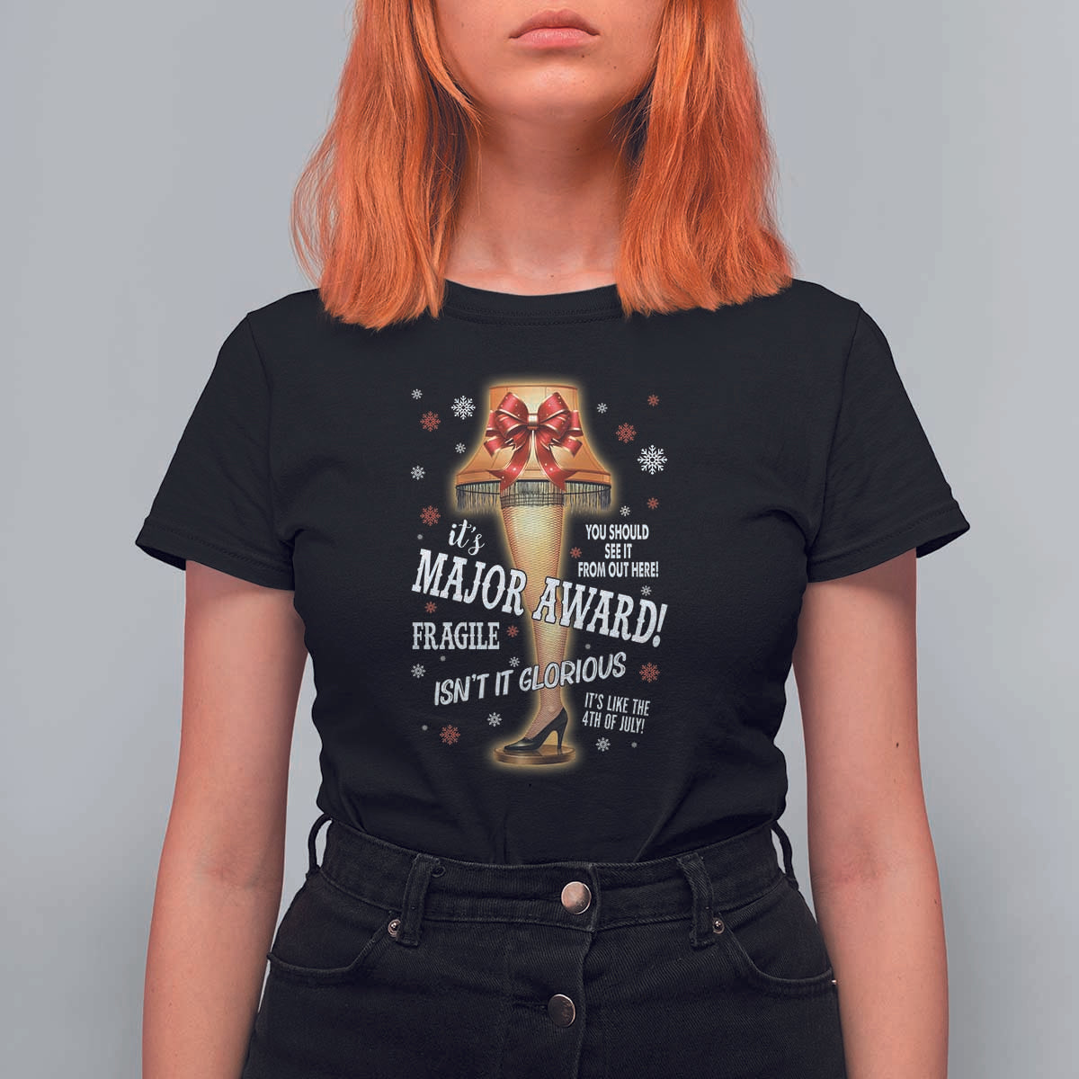 Funny Christmas Movie T Shirt For Women It Is A Major Award Fragile Italian Leg Lamp - Wonder Print Shop