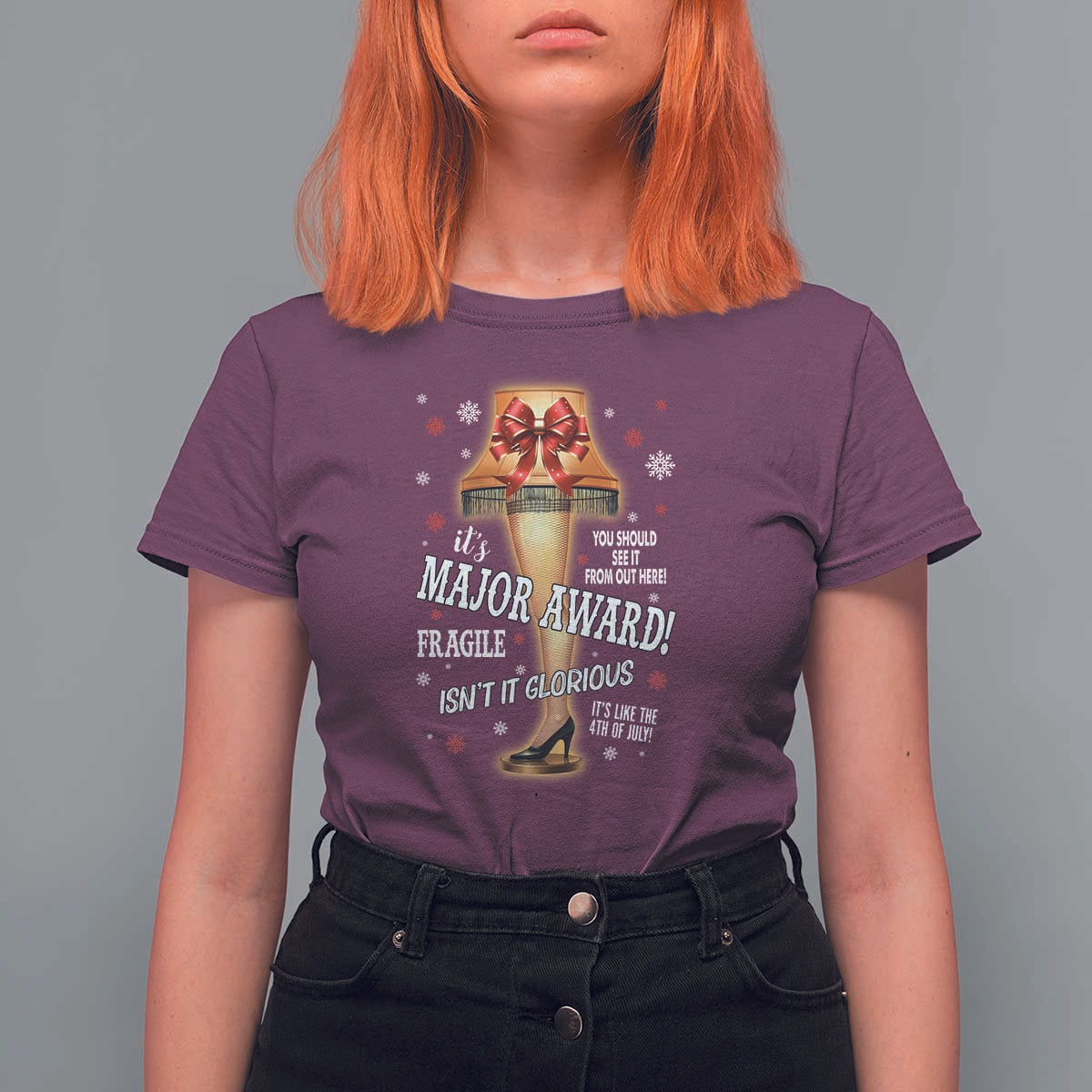 Funny Christmas Movie T Shirt For Women It Is A Major Award Fragile Italian Leg Lamp - Wonder Print Shop